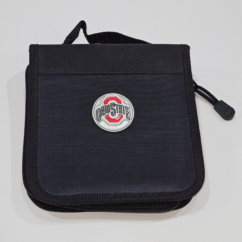 Ohio State University OSU Buckeyes Black CD Holder Case Travel Leed's ~ Holds 16